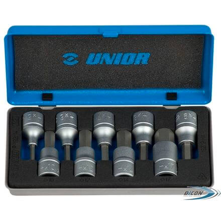 Набор головок торцевых 1/2" со вставками шестигранными в металлической коробке - 192/14 UNIOR 607064