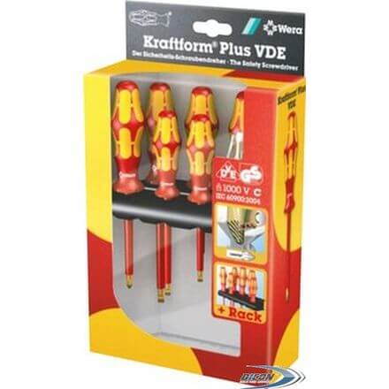 Set de șurubelnițe Kraftform Plus100+indicator tensiune+suport Wera 160i/7 Satz 7tlg