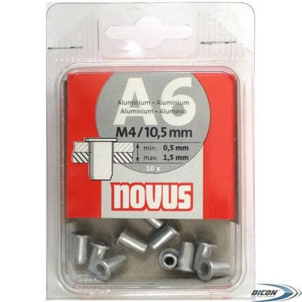 Piuliță de nituire din aluminiu Novus A6 10,5mm 10buc