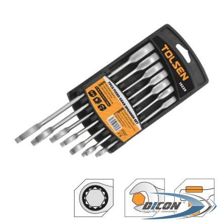 Набор комбинированных ключей с трещоткой 7 шт Tolsen Набор комбинированных ключей с трещоткой 7 шт Tolsen