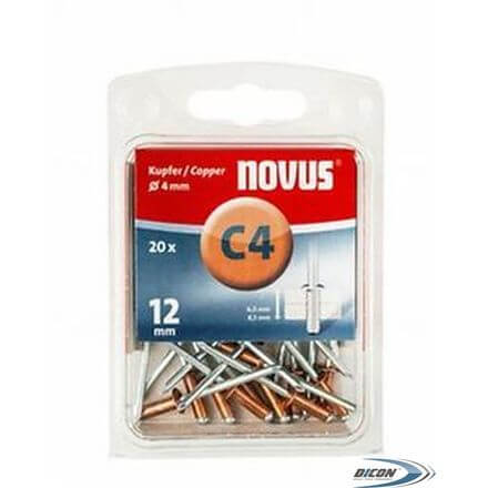 Заклепки потайные медные Novus C4 12мм 20шт