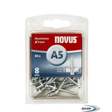 Заклепки потайные алюминиевые Novus A5 8мм 30шт